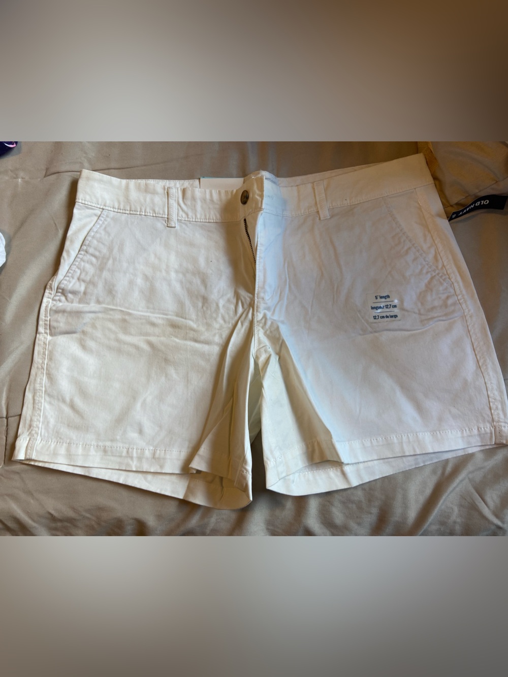 Women's White Cotton Blend Shorts